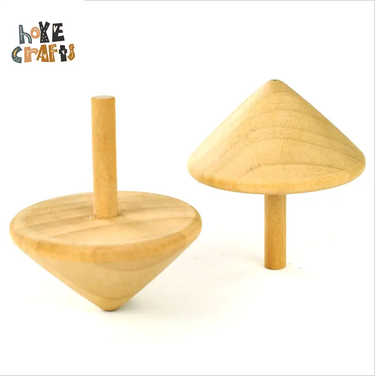 Classic kids toys unfinished toy spin tops wooden tops natural wood color Spinning Top