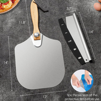 Ensemble de pelures à pizza de qualité supérieure pelle à spatule à pizza en aluminium commercial de 12 pouces avec bascule de coupe-pizza en métal pour une utilisation en cuisine