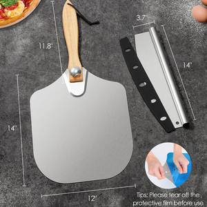 Cao cấp bánh <span class=keywords><strong>Pizza</strong></span> Peel Set thương mại nhôm 12 inch bánh <span class=keywords><strong>pizza</strong></span> thìa xẻng với kim loại bánh <span class=keywords><strong>Pizza</strong></span> <span class=keywords><strong>Cutter</strong></span> Rocker cho nhà bếp sử dụng - Product Image 2