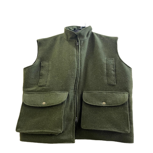Gilet de chasse et de tir pour homme en mélange de laine premium, entièrement zippé, multi-poches, col montant, chaud pour l'hiver, pour activités de plein air - Product Image 1