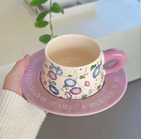 Ensemble tasse à café et soucoupe en céramique motif floral style nordique Ins, luxe léger
