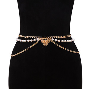 เครื่องประดับร่างกายแฟชั่น โซ่ทองประดับผีเสื้อและมุก หลายชั้น สำหรับงานปาร์ตี้ - Product Image 2