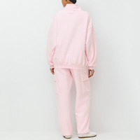 Nouvel ensemble streetwear 2 pièces pour femme 2026 : sweats à capuche à col montant avec logo personnalisé et pantalons de jogging larges avec poches – Survêtement de fabrication