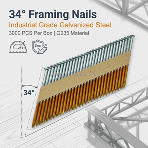 Clavos para Enmarcar de 3 1/4 Pulgadas, Galvanizados, con Cabeza Recortada, en Tiras de Papel, 34 Grados, para <span class=keywords><strong>Clavadora</strong></span> de Enmarcado - Product Image 1