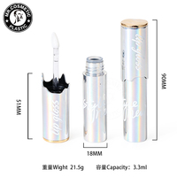 Tube de brillant à lèvres holographique de 3 ml avec bouchon à vis, design breveté, imprimé UV et électroplaqué, pour emballage cosmétique