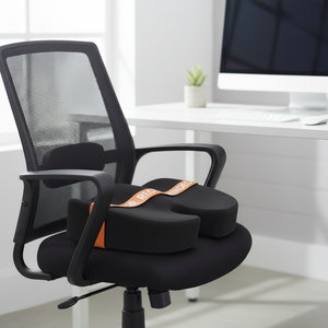 Coussin de siège ergonomique orthopédique en mousse à mémoire de forme, forme oblongue, 100% polyester, amovible et lavable, soutien des fesses pour voiture et bureau - Product Image 3