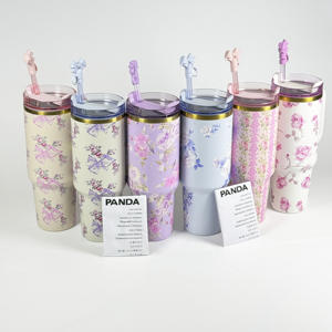 惊艳礼品盒斯坦热卖新款40盎司水瓶时尚不锈钢雕花杯带手柄吸管汽车不倒翁 - Product Image 4