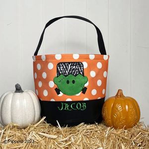 Sac fourre-tout personnalisé pour la fête d'Halloween, broderie personnalisée, seau à bonbons pour enfants, cadeau d'Halloween - Product Image 6