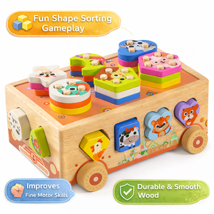 Boîte de jouets en bois Montessori, paradis des animaux intelligents, éducation automobile, jouets éducatifs sensoriels STEM pour les tout-petits - Product Image 5