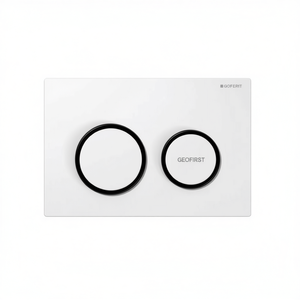 Plaque de commande Omega 20 à 2 boutons, noir mat avec anneaux noirs brillants, boutons de chasse d'eau pour toilettes - Product Image 2