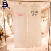 Sacs de rangement pour robes en tissu non tissé blanc de luxe, réutilisables, anti-poussière, avec logo personnalisé