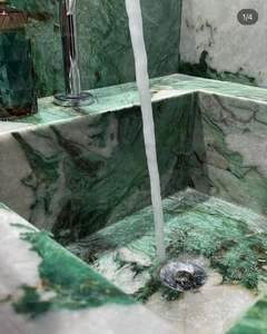 Azulejos de losa de mármol verde natural de lujo para <span class=keywords><strong>buceo</strong></span> al aire libre, comedor, Bistro redondo, consola de café, vestidor de uñas, juego de mesa de estudio - Product Image 6