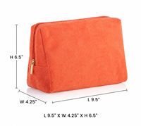 Pochette surdimensionnée personnalisée en tissu éponge nuage, grande trousse de maquillage triangulaire à fermeture éclair, pochette de voyage esthétique