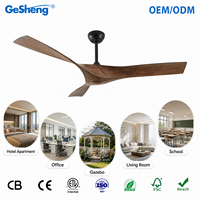 Ventilateur de plafond moderne sans lumière avec télécommande, certification CB CE ETL, 52 pouces, 3 pales, ABS, imitation bois, DC