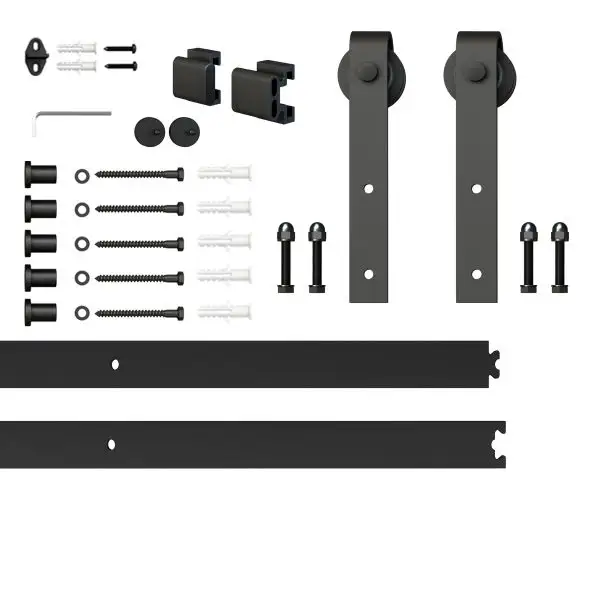 Innen Schmiedeeisen Schiebetür Hardware 6,6 Fuß Schiene hängen Single Slide Kit Schiebe Scheunentor Hardware