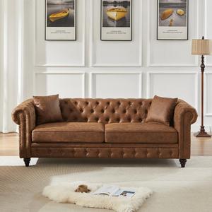 Juego de Sofás Chesterfield Americano Vintage, Tapizado, de 3 Plazas, en Terciopelo, para Apartamento, Villa, Hotel, Muebles de Sala de Estar - Product Image 1