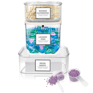 大容量プラスチック製3個パック、ランドリーポッドや乾燥機シート用の石鹸容器 - Product Image 1