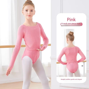 เสื้อคลุมบัลเลต์แขนยาวสีเทาสำหรับเด็กผู้หญิง ชุดเต้นรำ ชุดแสดง - Product Image 5