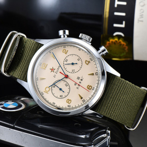 SEAKOSS 42 มม.นาฬิกาแพนด้าสุดหรูสำหรับผู้ชายสายหนังเรืองแสง <span class=keywords><strong>1963</strong></span> นกลูกเหยื่อทะเล ST19 Movement Pilot Chronograph Mechanical Sapphire - Product Image 1