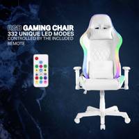 Chaise de jeu LED blanche à dossier haut, Sillas Gamer Pro, inclinable, avec support lombaire ergonomique, chaise de jeu pour ordinateur avec RGB