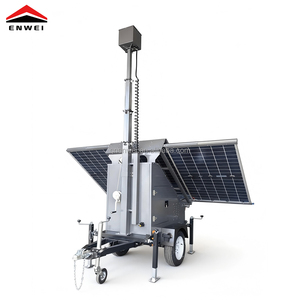 Remorque de surveillance mobile à énergie <span class=keywords><strong>solaire</strong></span> <span class=keywords><strong>avec</strong></span> mât de 6 m et trois panneaux solaires pour la sécurité temporaire des chantiers extérieurs - Product Image 5
