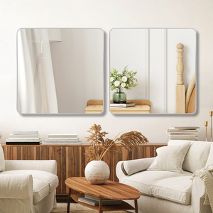 Silver Metal Framed <b>Square</b> Wall <b>Mirror</b> 30 In X 30 In For Bathroom - Product Image 3