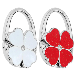 Porte-sac à main pliable motif trèfle pour chaise et comptoir, compact et robuste pour femme, avec pochette en velours, pour mariage et anniversaire - Product Image 1