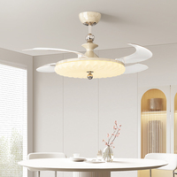 Ventilateur de plafond LED invisible nordique simple et pliable de 42 pouces sans pales avec lampe et éclairage LED, lampe LED classique et télécommande