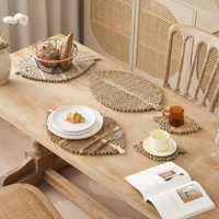 Napperon antidérapant tressé en forme de feuille de balle de maïs naturel pour tables à manger, décor artistique, décor de table, style de dîner