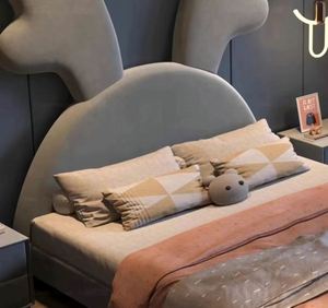 Lit d'appoint pour enfants, garçons et filles, moderne, taille standard, confortable, revêtement en coton, cadre en bois massif, couleur crème, meubles de chambre à coucher de marque - Product Image 5