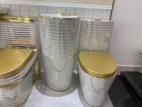 Ensemble WC et lavabo sur pied en céramique plaqué or, fabriqué en Chine, avec évacuation en P/S, design moderne, économie d'eau