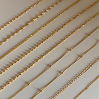 Colliers en chaîne torsadée perlée en acier inoxydable plaqué or 24 carats PVD anti-ternissement pour femmes, vente en gros