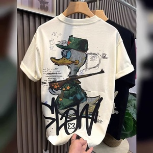 Maglietta Estiva da Uomo <span class=keywords><strong>con</strong></span> Stampa Cartoon, Stile Casual Americano, Girocollo, Manica Corta, Vestibilità Ampia, Trattamento Anti-Piega - Product Image 2
