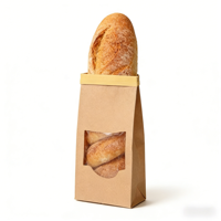 Sac en papier kraft réutilisable, écologique, imprimé flexo sur mesure, pour boulangerie, boulangerie-pâtisserie, supermarché et emballage promotionnel