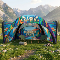 Tente de camping gonflable de luxe imperméable 4 saisons, tente de cabine extérieure robuste avec cheminée