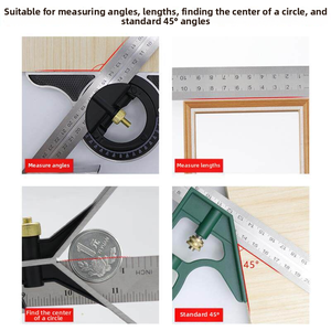 <span class=keywords><strong>Regla</strong></span> de ángulo combinada multifunción de acero inoxidable <span class=keywords><strong>para</strong></span> carpintería, con transportador de ángulos y buscador de centro - Product Image 5