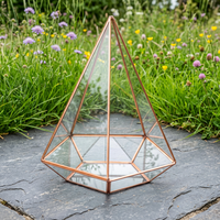 Terrarium en verre pyramidal avec cadre en métal doré rose, décoration moderne pour la maison et les mariages, vase de table, taille personnalisable