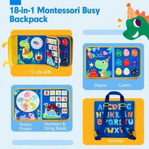 Nuevo Diseño de Tablero de Actividades de Dinosaurios para Niños Pequeños, Actividades de Aprendizaje Preescolar, el Mejor Regalo para Niños, Libro de Actividades de Fieltro - Product Image 3