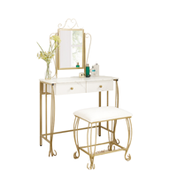 Coiffeuse moderne en verre pour salle de bain, coiffeuse vintage, coiffeuse de maquillage blanche avec plateau en verre