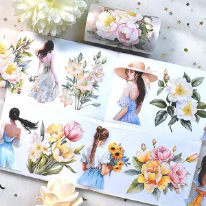 Fabricante Alta Qualidade Stock Product Mix 100 Rolo Colorido Vários Flower Girl Character Washi Tape para Revistas Decoração