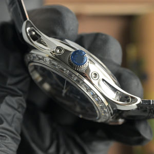 2025 lujo nuevo espejo de cristal azul de alta calidad 240SC movimiento negocios 5205 reloj mecánico VVS bisel de diamante - Product Image 4