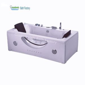 Baignoires modernes en acrylique autoportantes rectangulaires à <span class=keywords><strong>hydromassage</strong></span> à l'ozone avec deux appui-tête pour hôtel et villa - Product Image 1