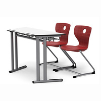 Bureau et chaise d'étudiant, bureau scolaire pour 2 personnes, mobilier de classe pour le lycée