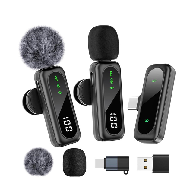 Noise Reduction Portable Professional Mini Clip on Lightweight Wireless Lavalier Microphone for Video Recording Vlog Streaming