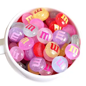 שרף סימולציה סוכריות שרף M שעועית סוכריות Cabochons מוצק צבע שוקולד שעועית DIY הנייד טלפון מעטפת תיקון תכשיטי אבזרים