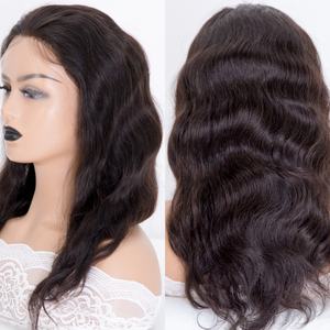 Perruque complète en dentelle de 14 pouces, cheveux vierges ondulés, 100% cheveux humains, pré-épilée avec baby hair - Product Image 1