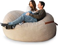 Fauteuil géant en mousse de 7 pieds, canapé surdimensionné avec housse amovible pour enfants, adolescents, adultes, en peluche côtelée couleur vanille latte