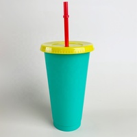 Vente en gros tasse à café magique réutilisable personnalisée de 16oz 24oz tasses à couleur changeante en plastique avec couvercle et paille