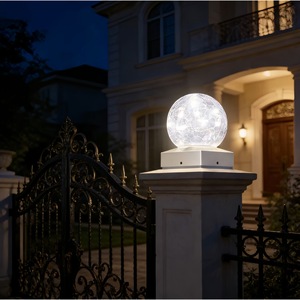 Lampe solaire extérieure Xinhuiyuan, lumière de pilier, boule de verre craquelée, IP65, étanche, lumière LED de jardin, éclairage paysager - Product Image 3