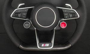 Volant en cuir et fibre de carbone avec bouton de démarrage rouge pour <span class=keywords><strong>Audi</strong></span> <span class=keywords><strong>A3</strong></span>/A4/B9/A5/A6/C8/A7/A8/Q3/Q5/Q7/<span class=keywords><strong>S</strong></span>/RS <span class=keywords><strong>Line</strong></span> (RS3) - Product Image 4